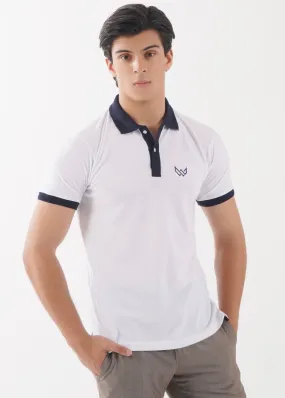 White & Navy Accent Polo