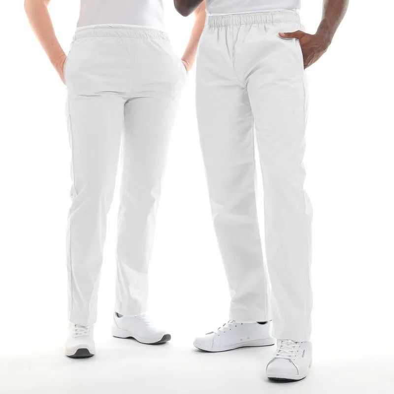 White Kitchen Trousers with Elastic Waistband - MANELLI