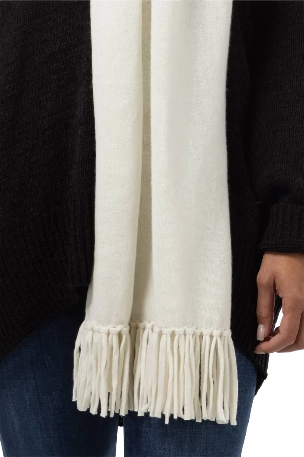 Women's 100% Pure Cashmere Knit Shawl Wrap with Fringe and Gift Box