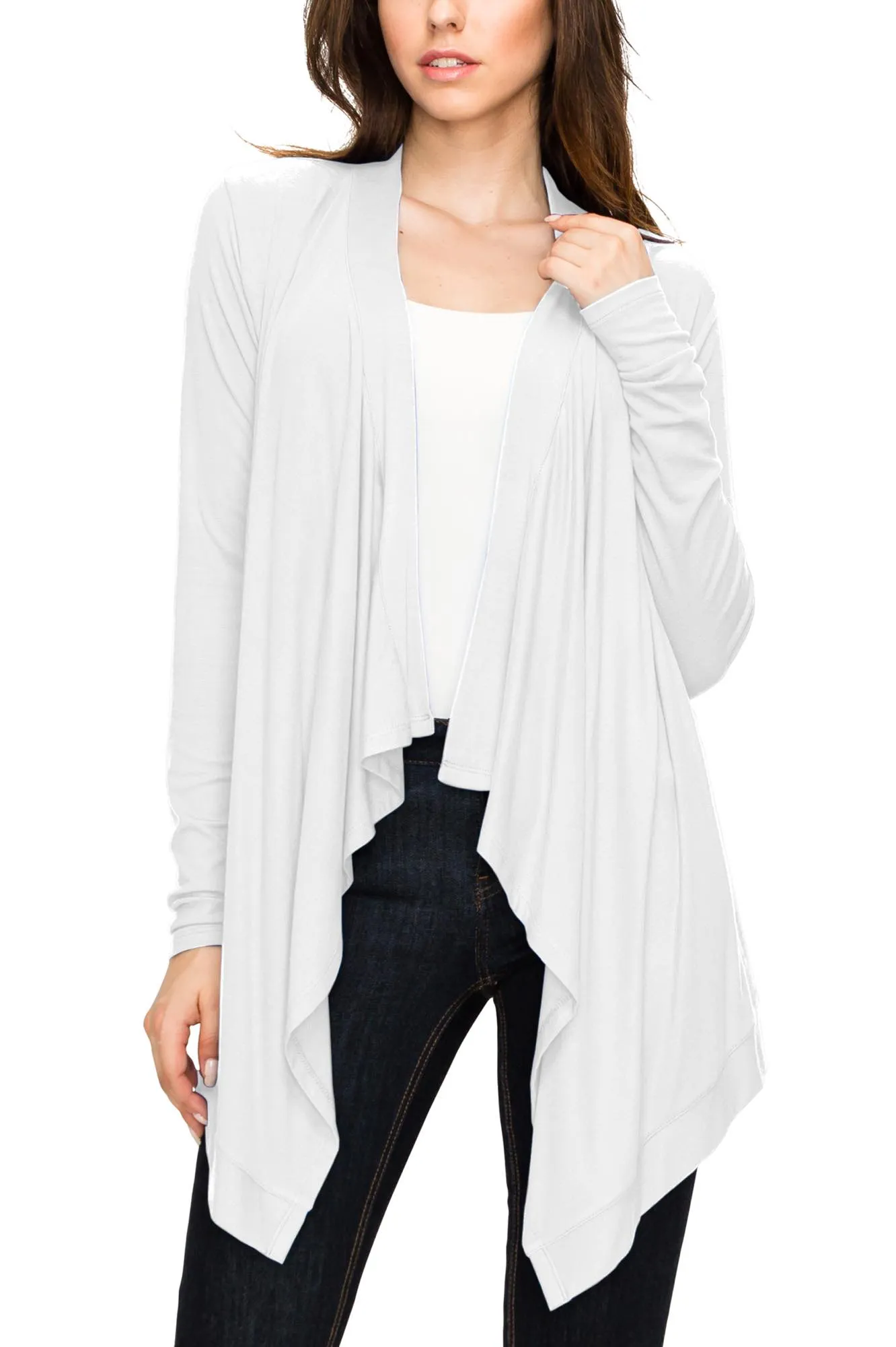 Women's Basic Draped Long Sleeve Open Front Knit Cardigan