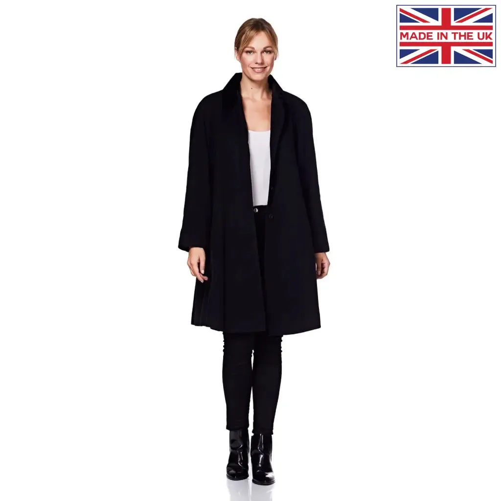 Wool Blend Oversized Velvet Trim Swing Coat (8026)