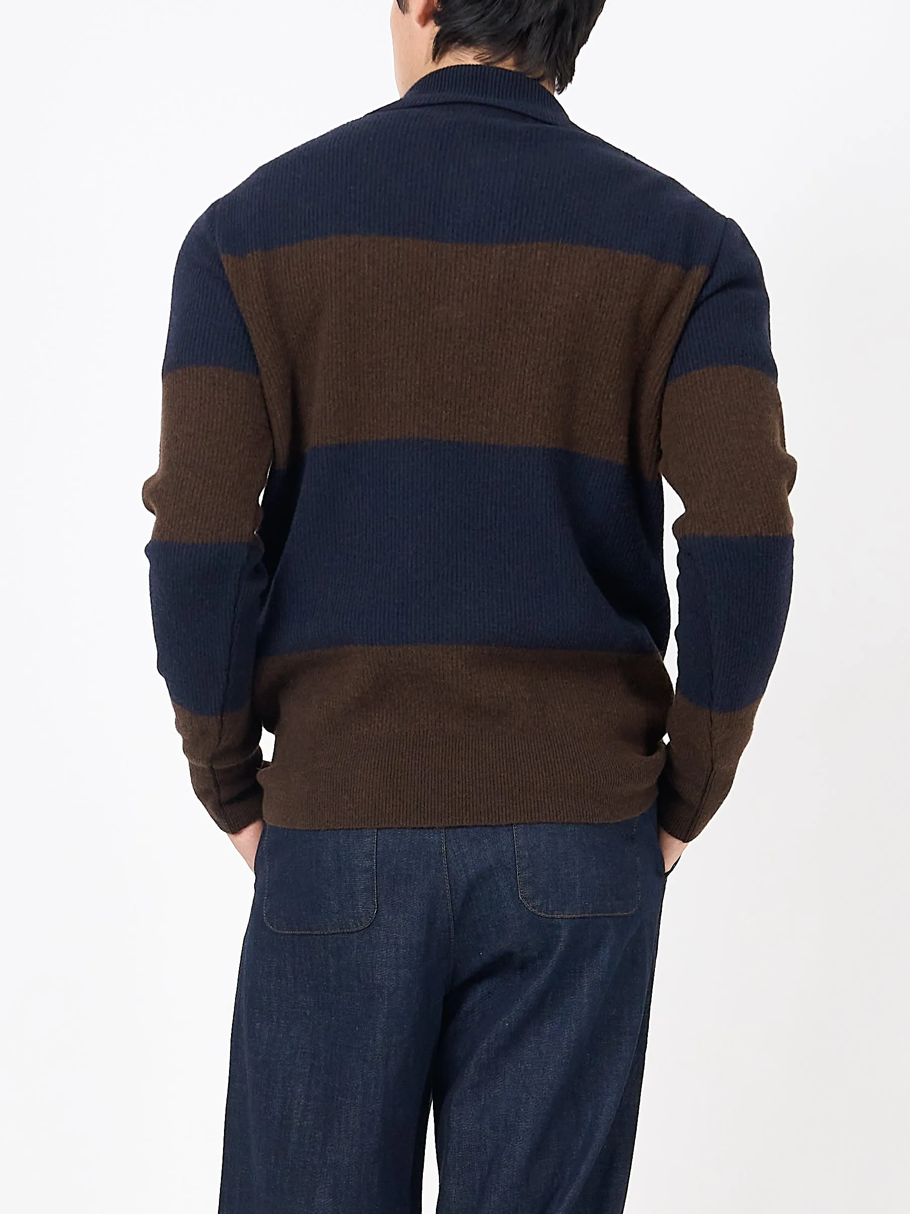 Wren Knitted Polo Shirt Paxton Navy/Brown