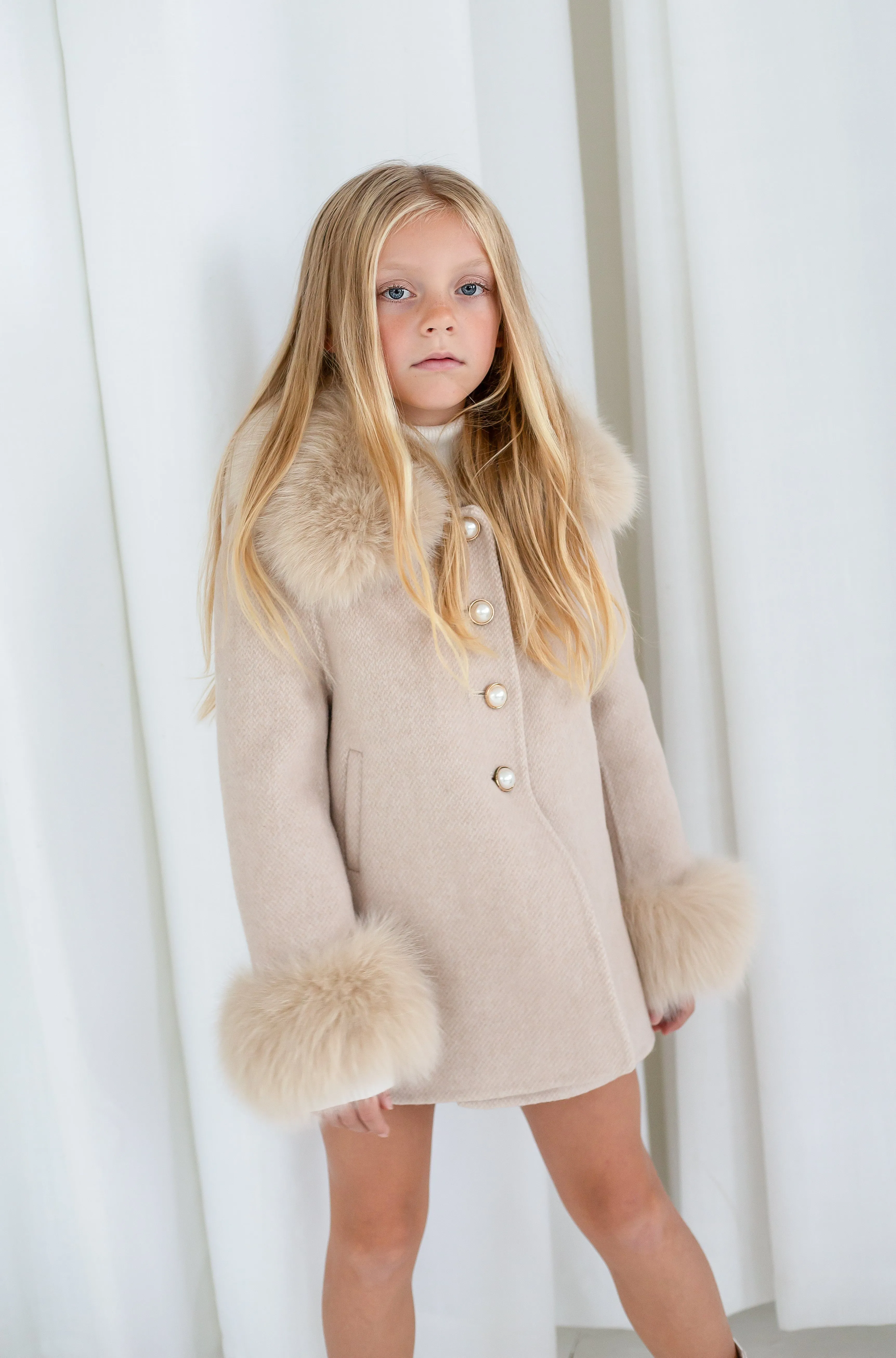 Zara Cashmere Coat in Nude