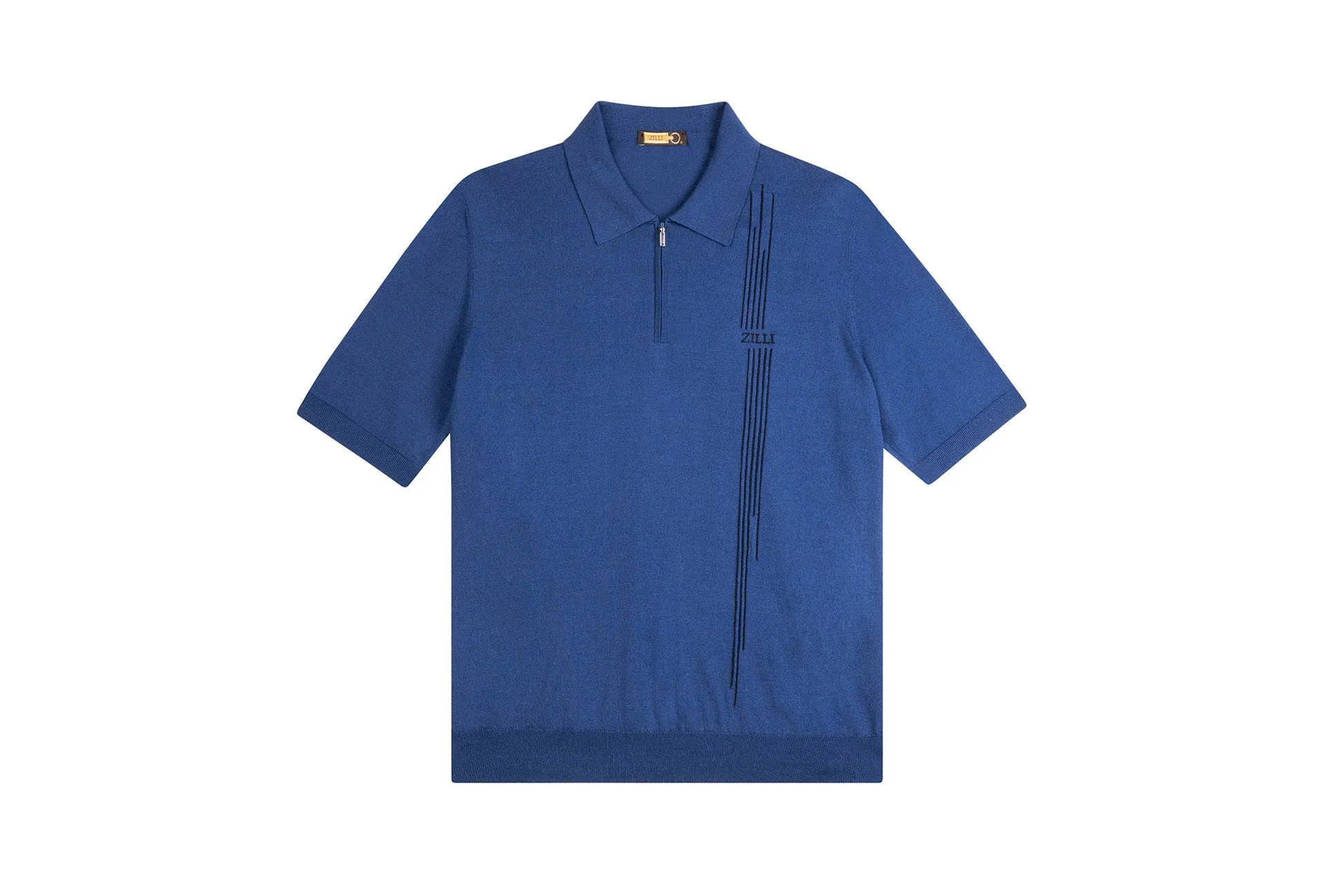 Zilli Ecru Zipped Polo Shirt with Iconic Embroidery