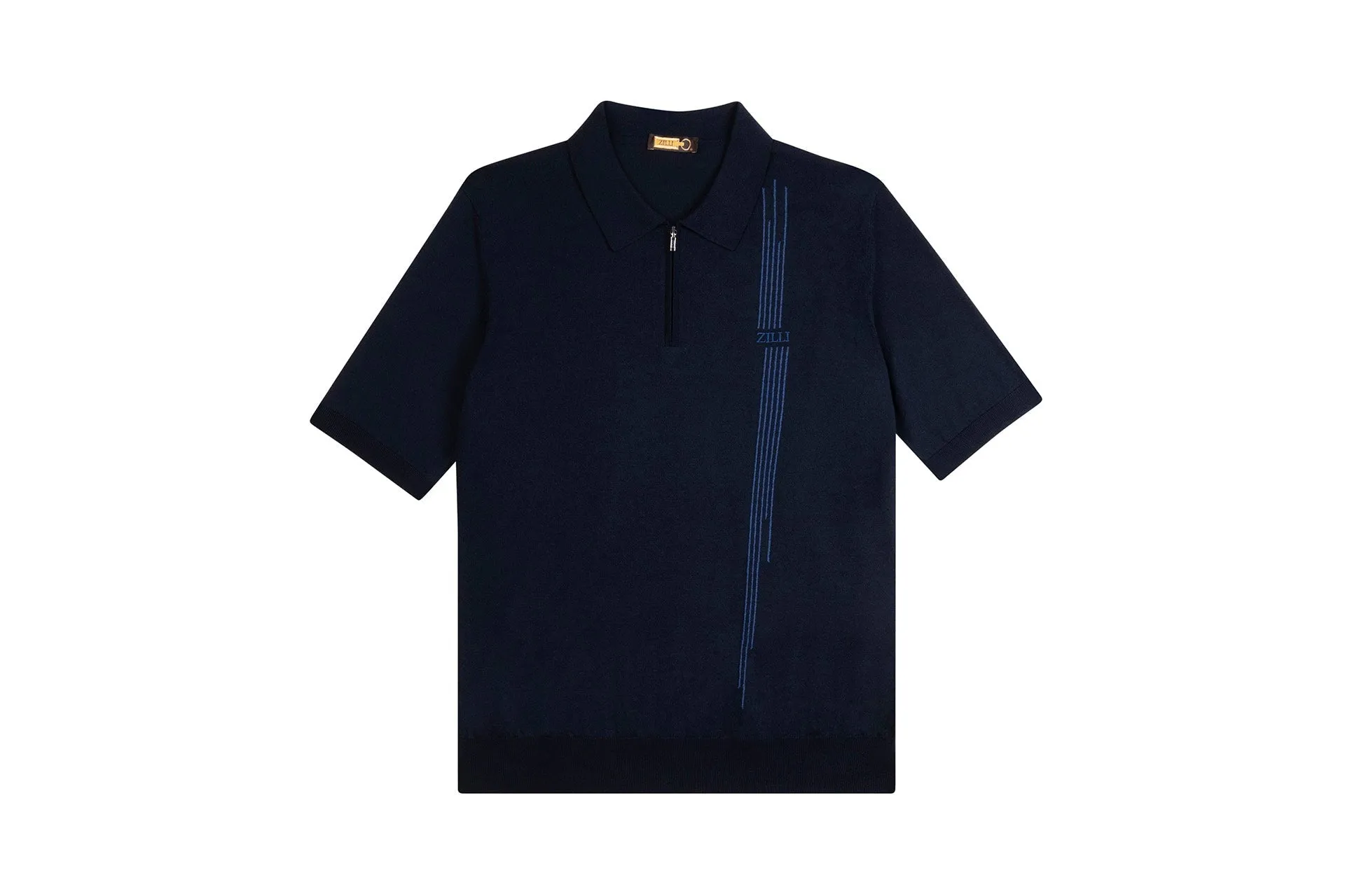 Zilli Ecru Zipped Polo Shirt with Iconic Embroidery