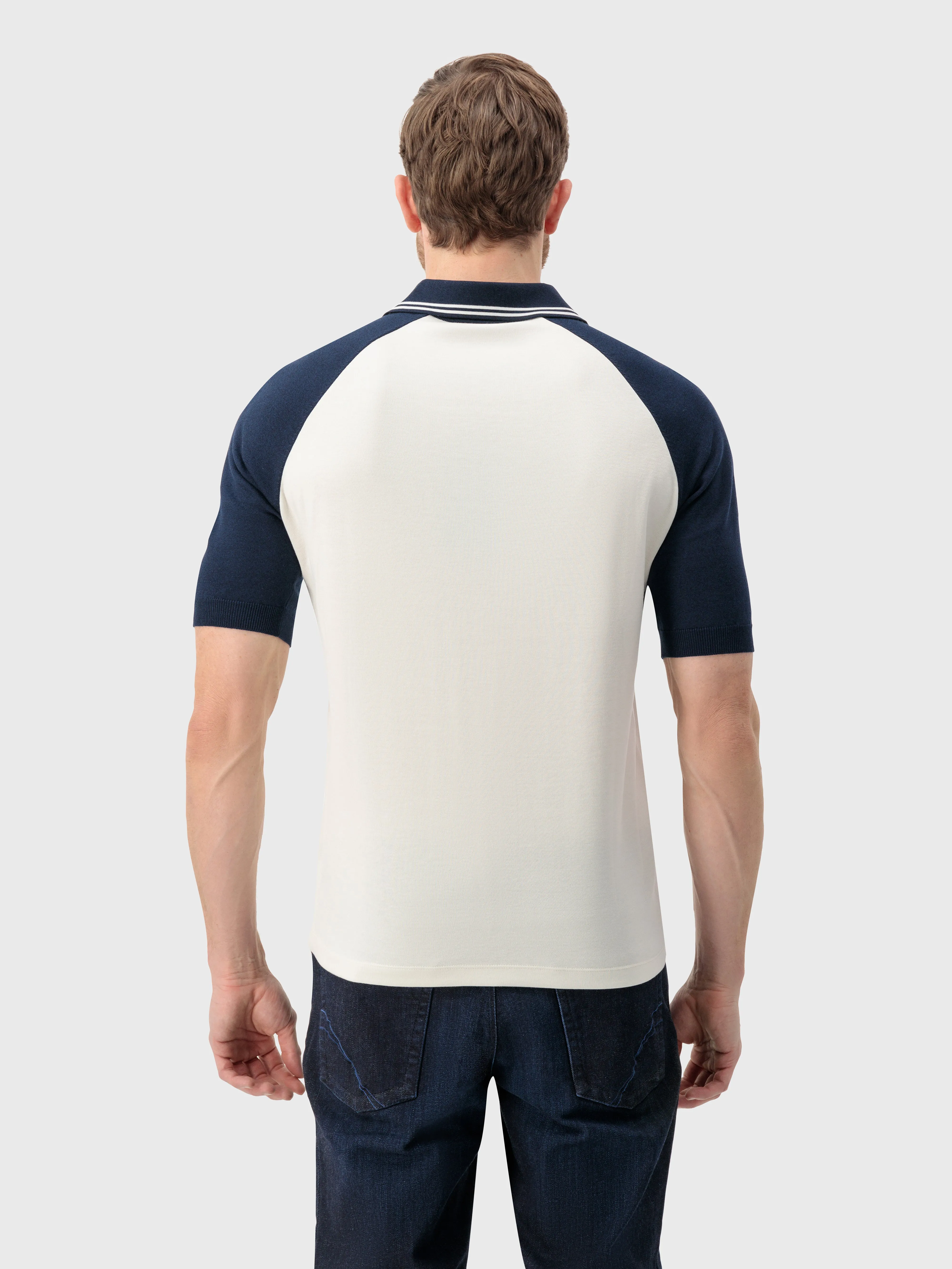 Zipped Polo Shirt in Cotton and Silk