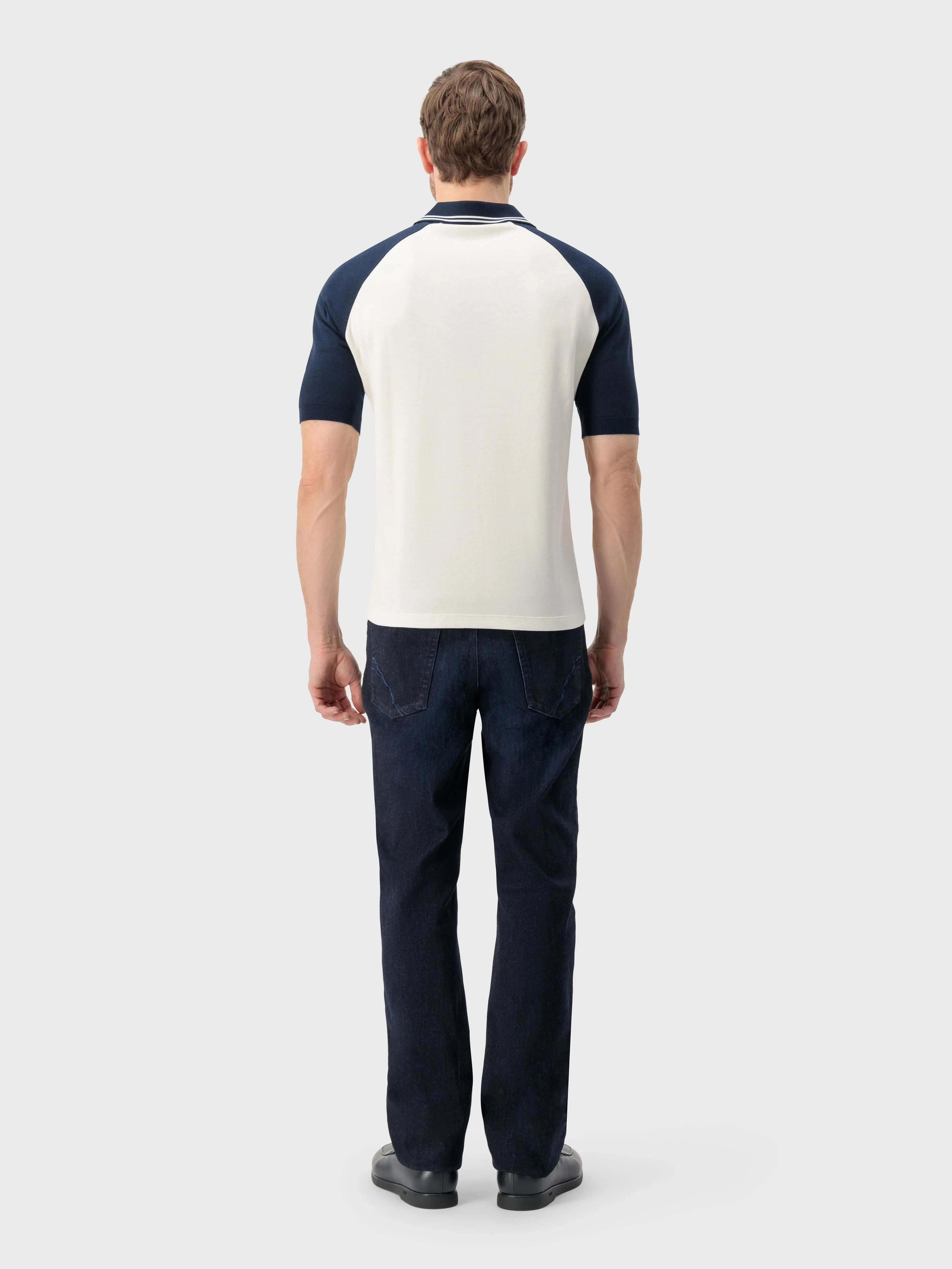 Zipped Polo Shirt in Cotton and Silk