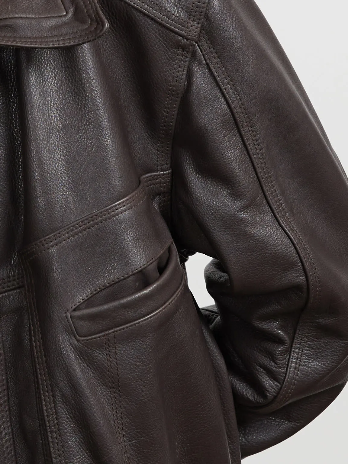 ZOLA LEATHER BOMBER - BROWN