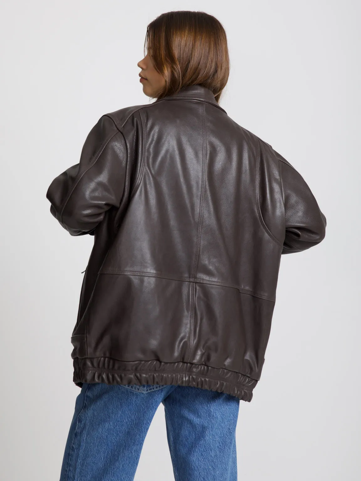 ZOLA LEATHER BOMBER - BROWN