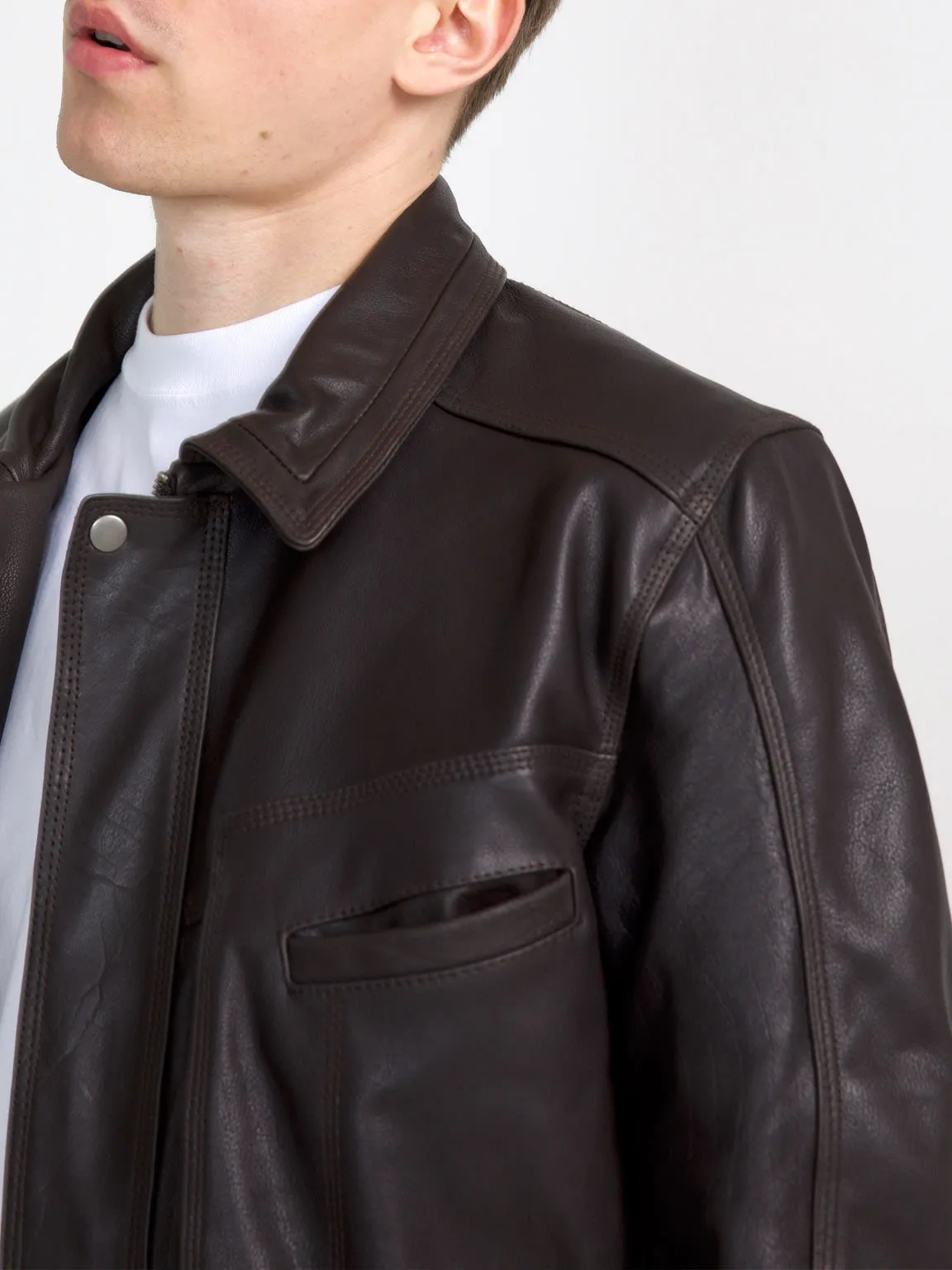 ZOLA LEATHER BOMBER - BROWN